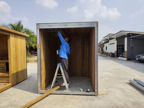 Indoor teak sauna in Hua Hin