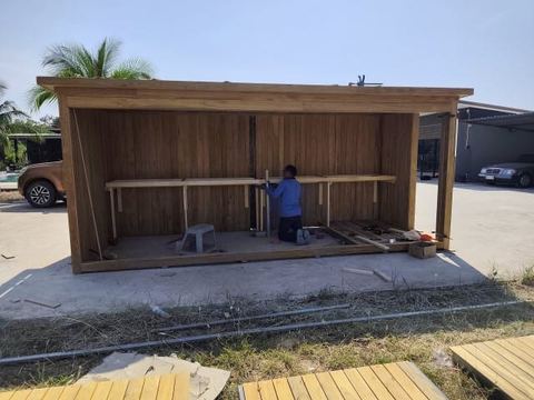 Outdoor Teak sauna in Bangkok