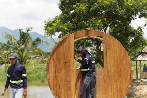 Outdoor Barrel Teak sauna in Mae Sai