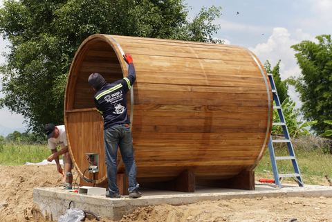Outdoor Barrel Teak sauna in Mae Sai
