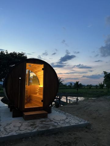 Outdoor Barrel Teak sauna in Mae Sai