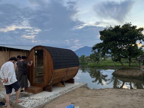 Outdoor Barrel Teak sauna in Mae Sai