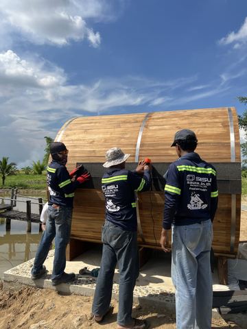 Outdoor Barrel Teak sauna in Mae Sai