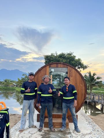 Outdoor Barrel Teak sauna in Mae Sai