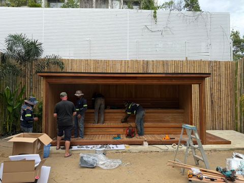 Outdoor Teak sauna in Bangkok