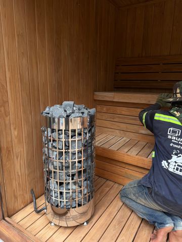 Outdoor Teak sauna in Bangkok