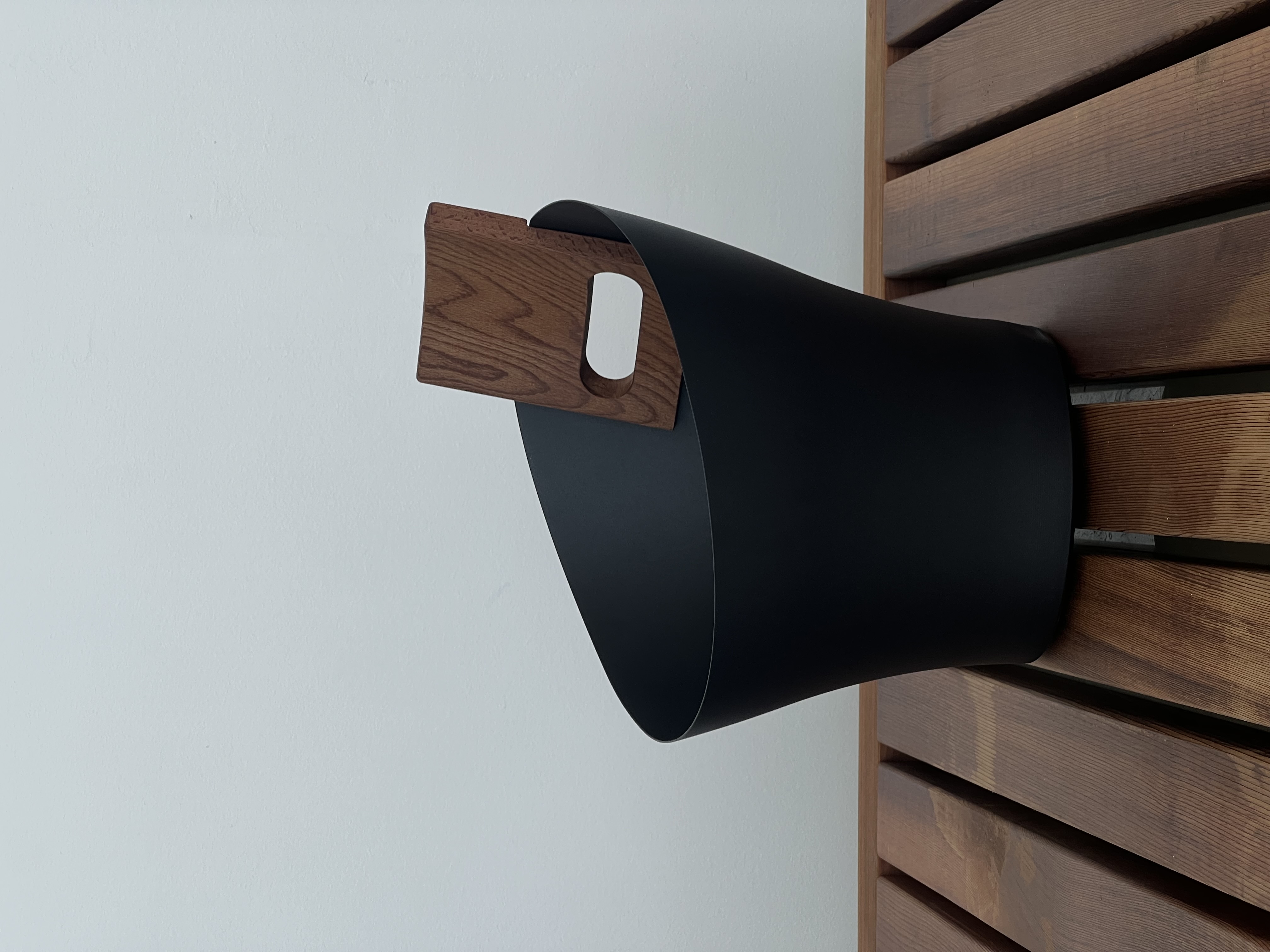 Bucket - Black, wooden handle