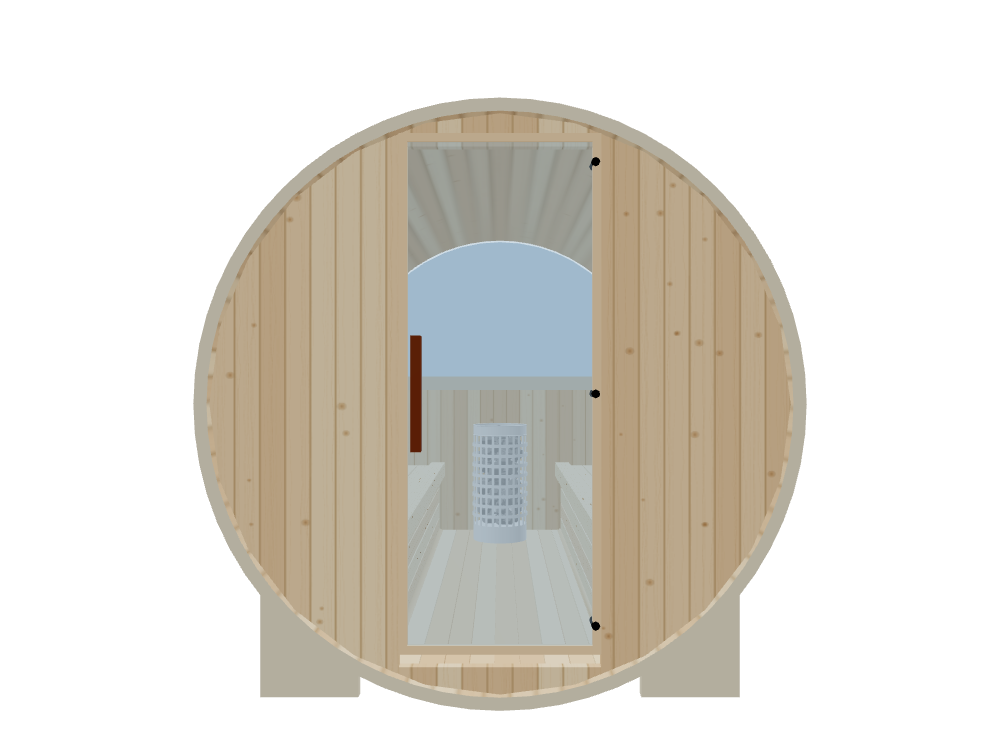 Barrel — Large — ½ Glass Back — Stone Heater — Front