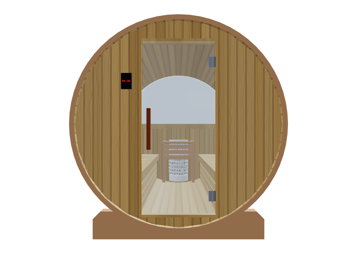 Barrel — Large — ½ Glass Back — Stone Heater — Front