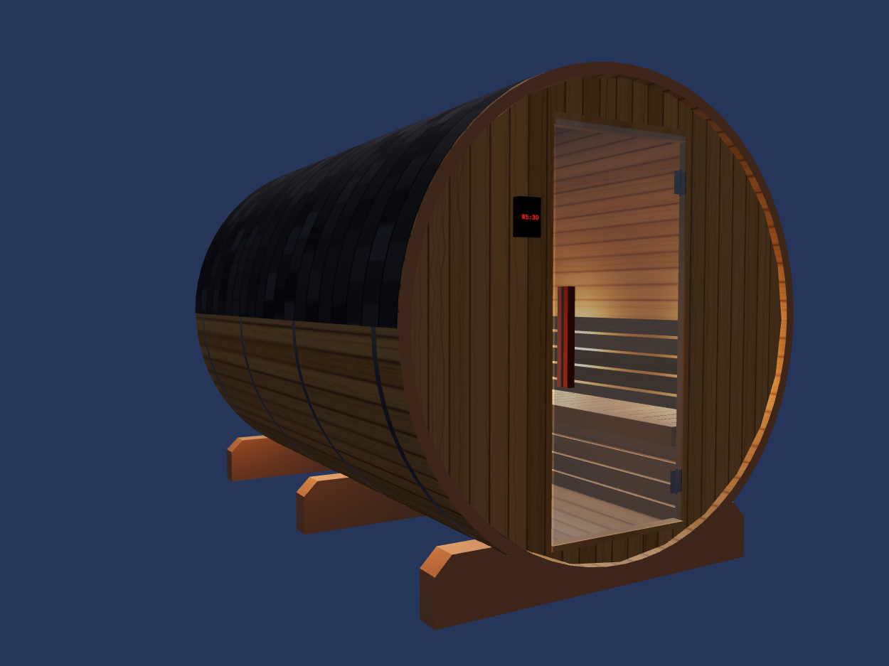 Barrel — Large — ½ Glass Back — Stone Heater — Night