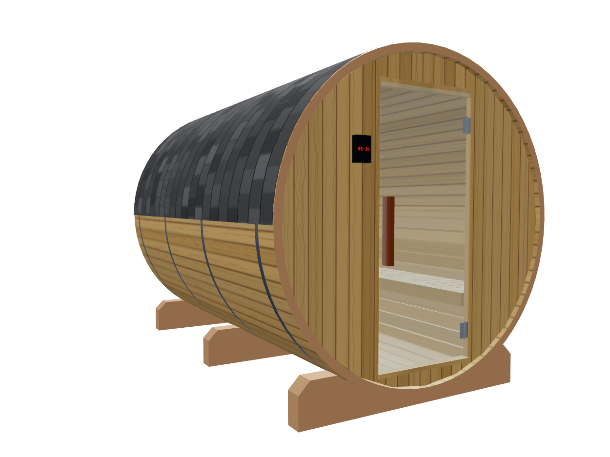 Barrel — Large — ½ Glass Back — Stone Heater — Left angle