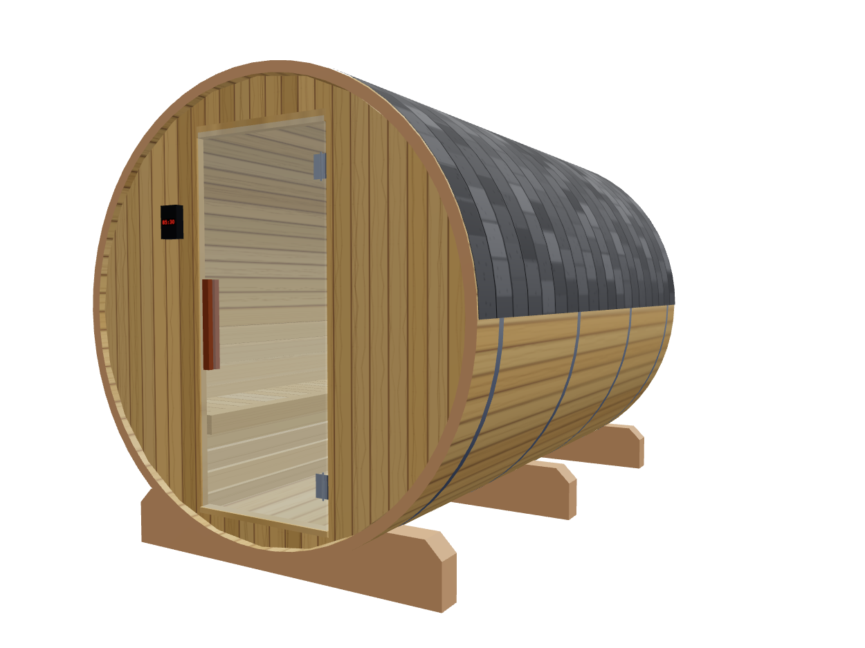 Barrel — Large — ½ Glass Back — Stone Heater — Right angle