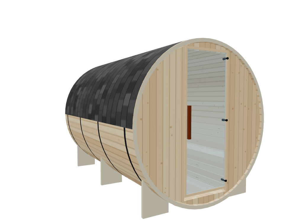 Barrel — Large — Wood Back — Stone Heater — Left angle