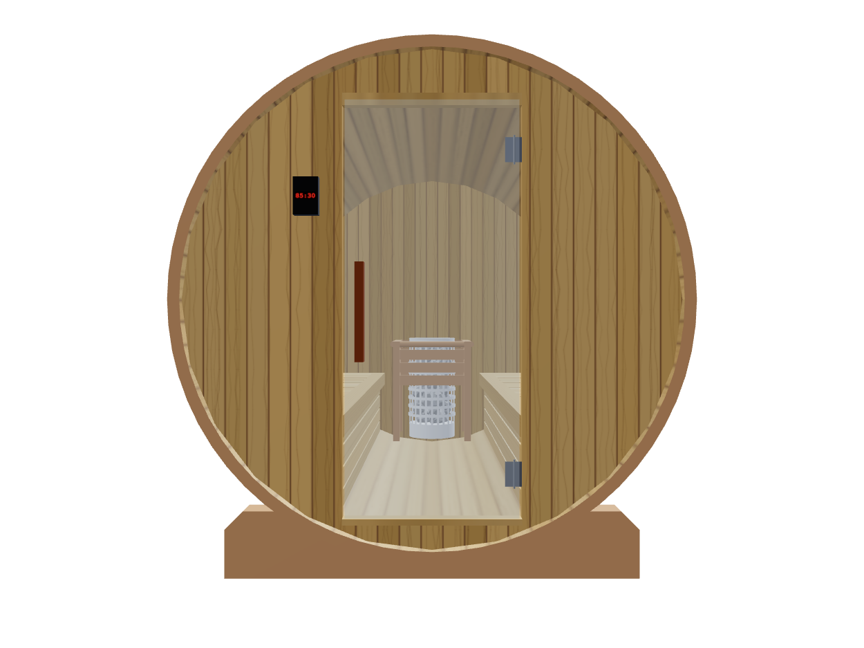 Barrel — Large — Wood Back — Stone Heater — Front