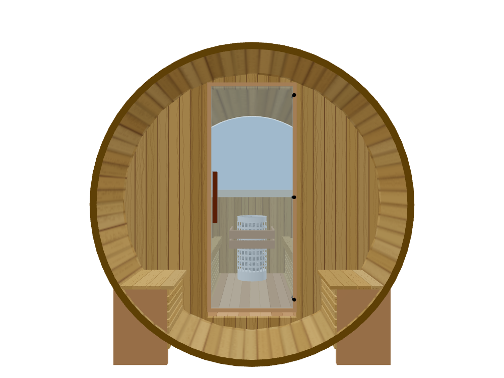 Barrel — 4 Person — ½ Glass Back + Outer Bench
