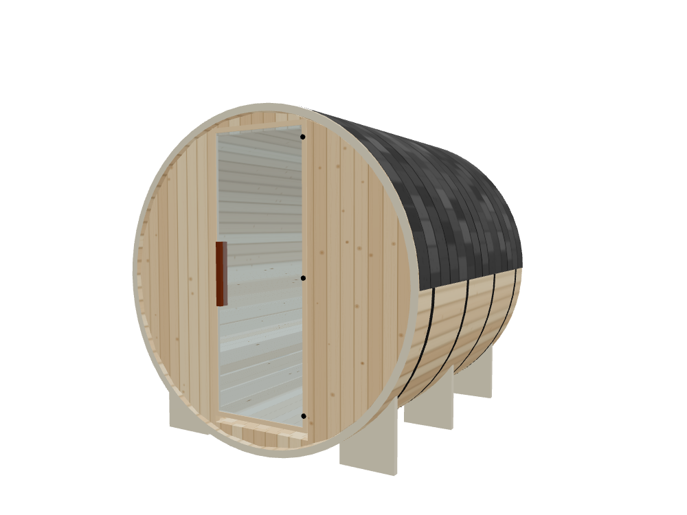 Barrel — Medium — ½ Glass Back — Stone Heater — Right angle