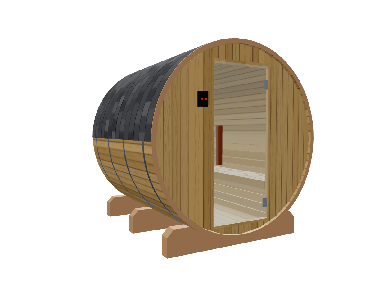 Barrel — Medium — ½ Glass Back — Stone Heater — Left angle