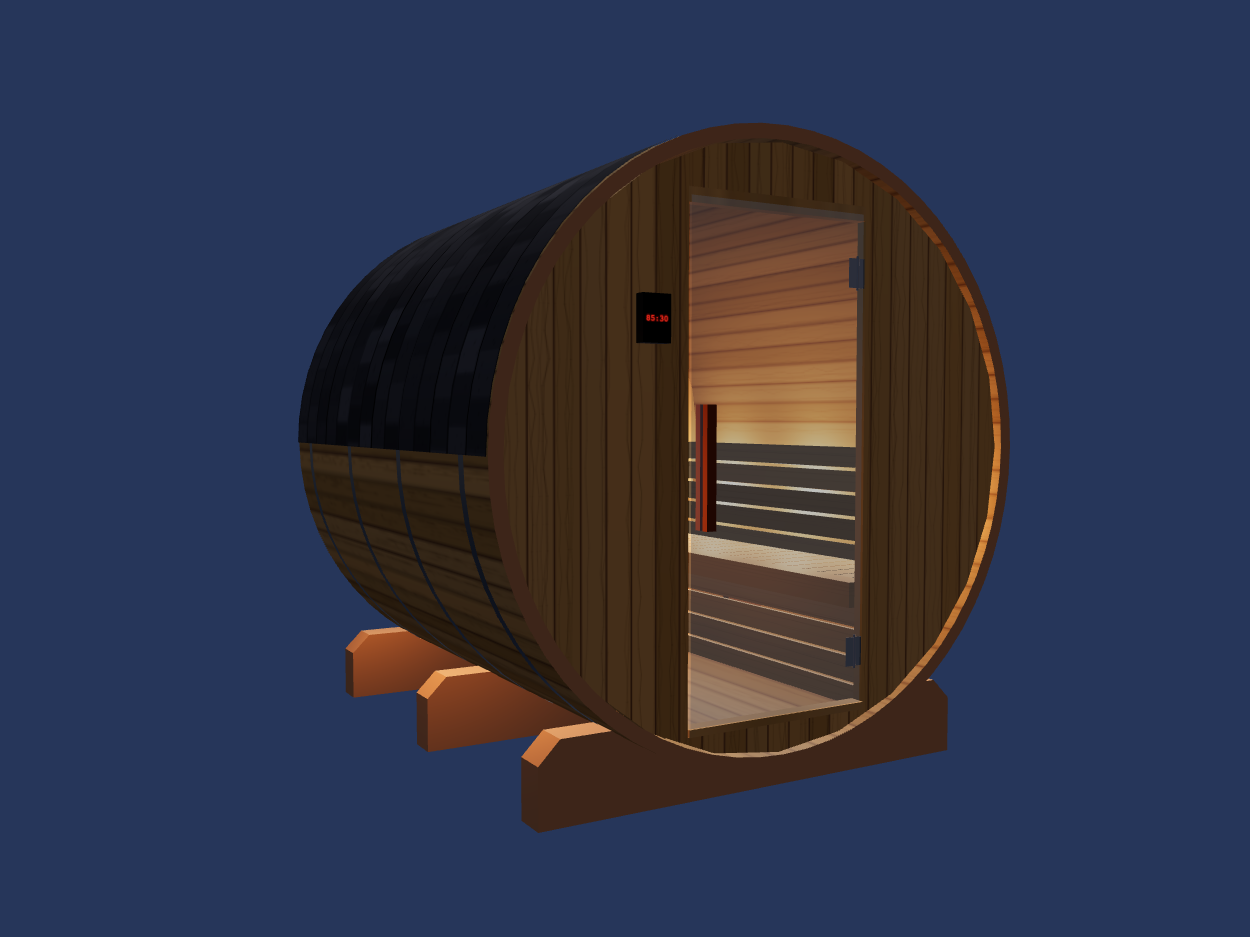 Barrel — Medium — Wood Back — Stone Heater — Night