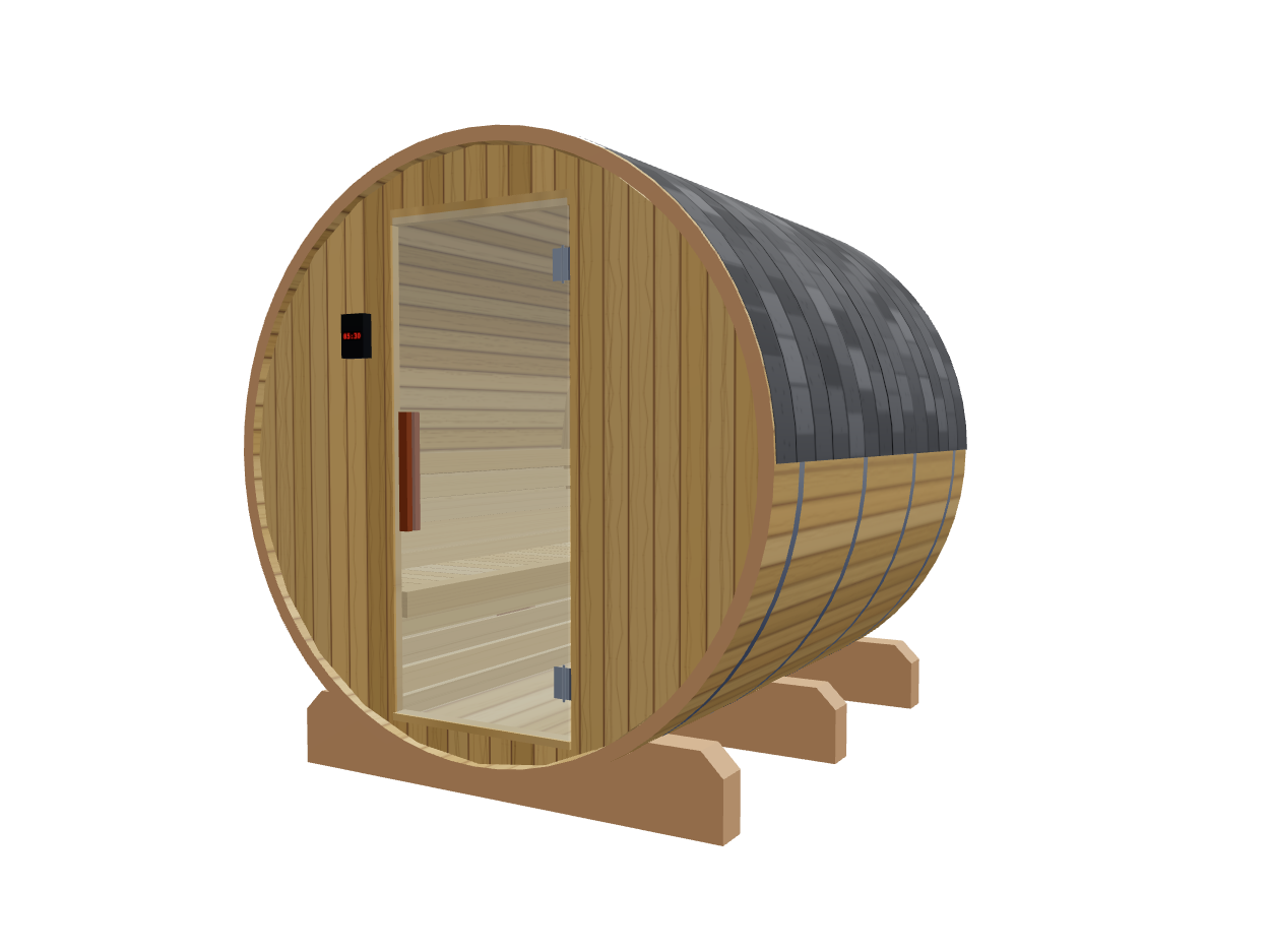 Barrel — Medium — Wood Back — Stone Heater — Right angle