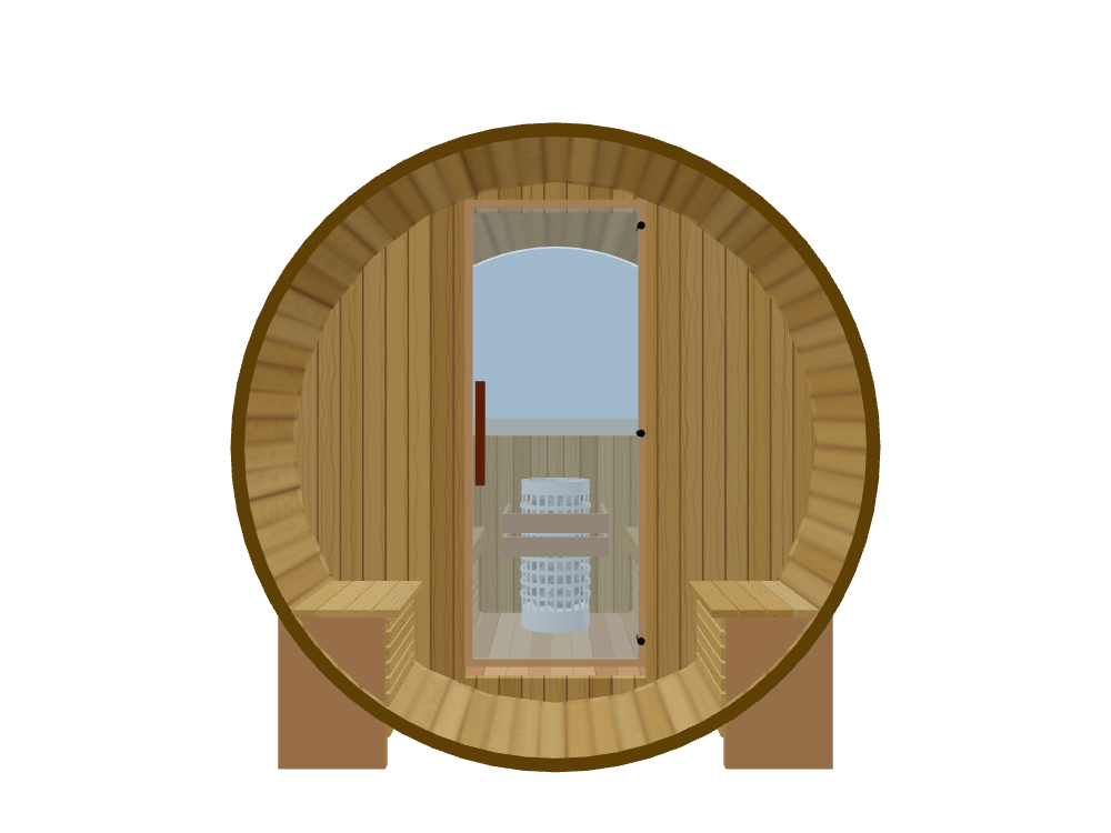 Barrel — 2 Person — ½ Glass Back + Outer Bench