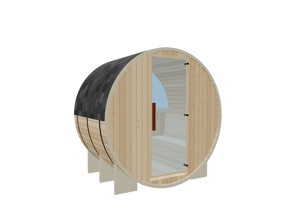 Barrel — Small — ½ Glass Back — Stone Heater — Left angle