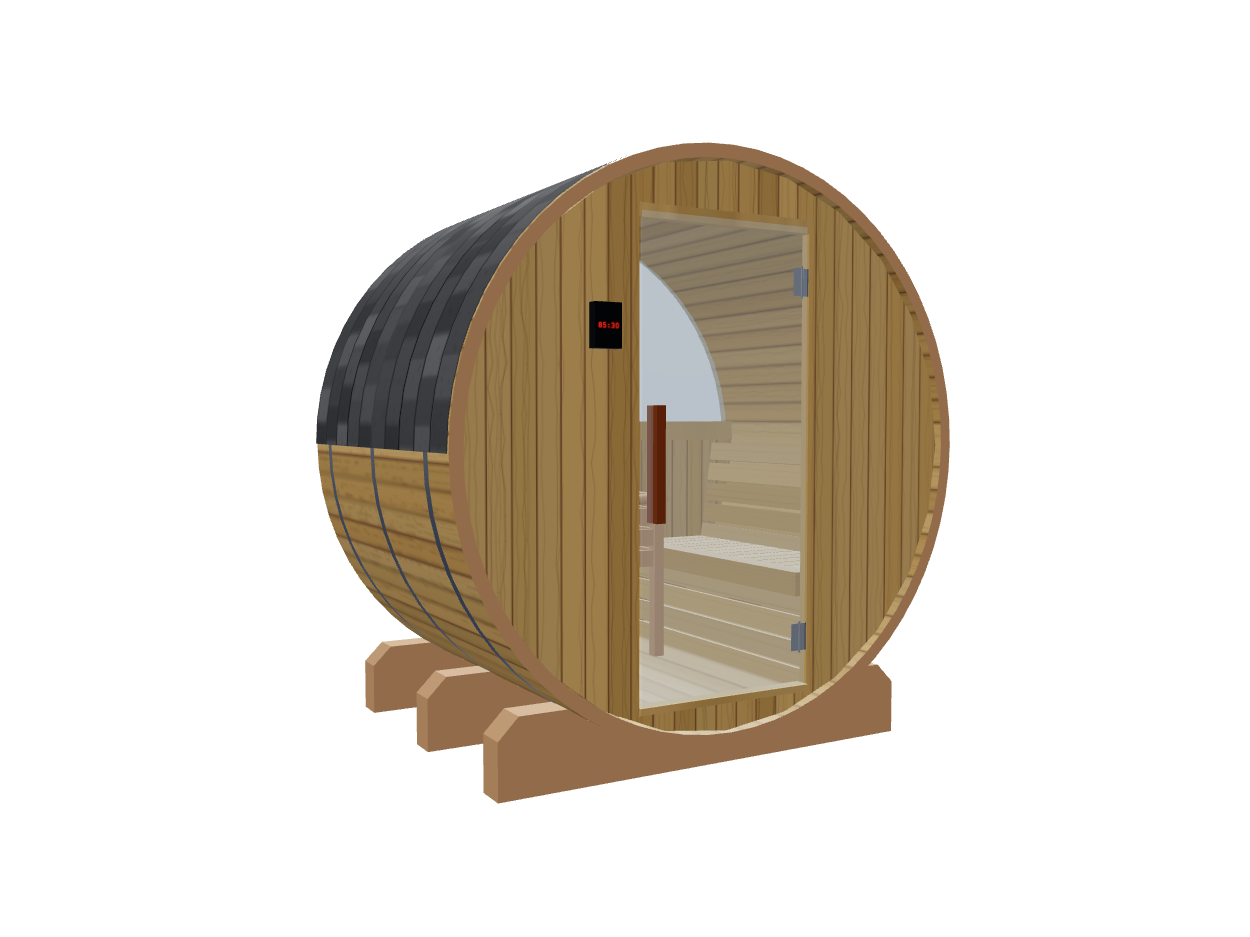 Barrel — Small — ½ Glass Back — Stone Heater — Left angle