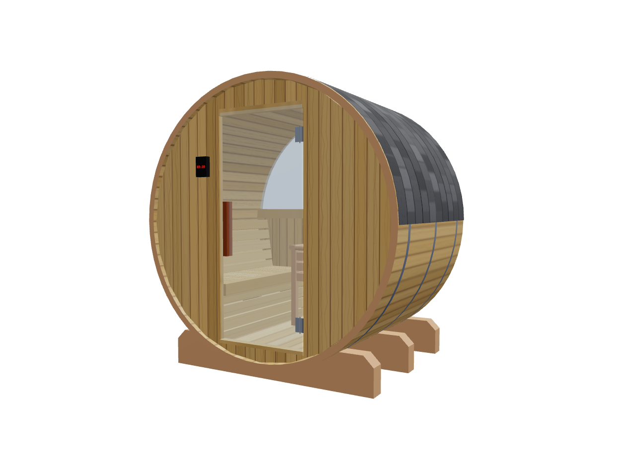 Barrel — Small — ½ Glass Back — Stone Heater — Right angle