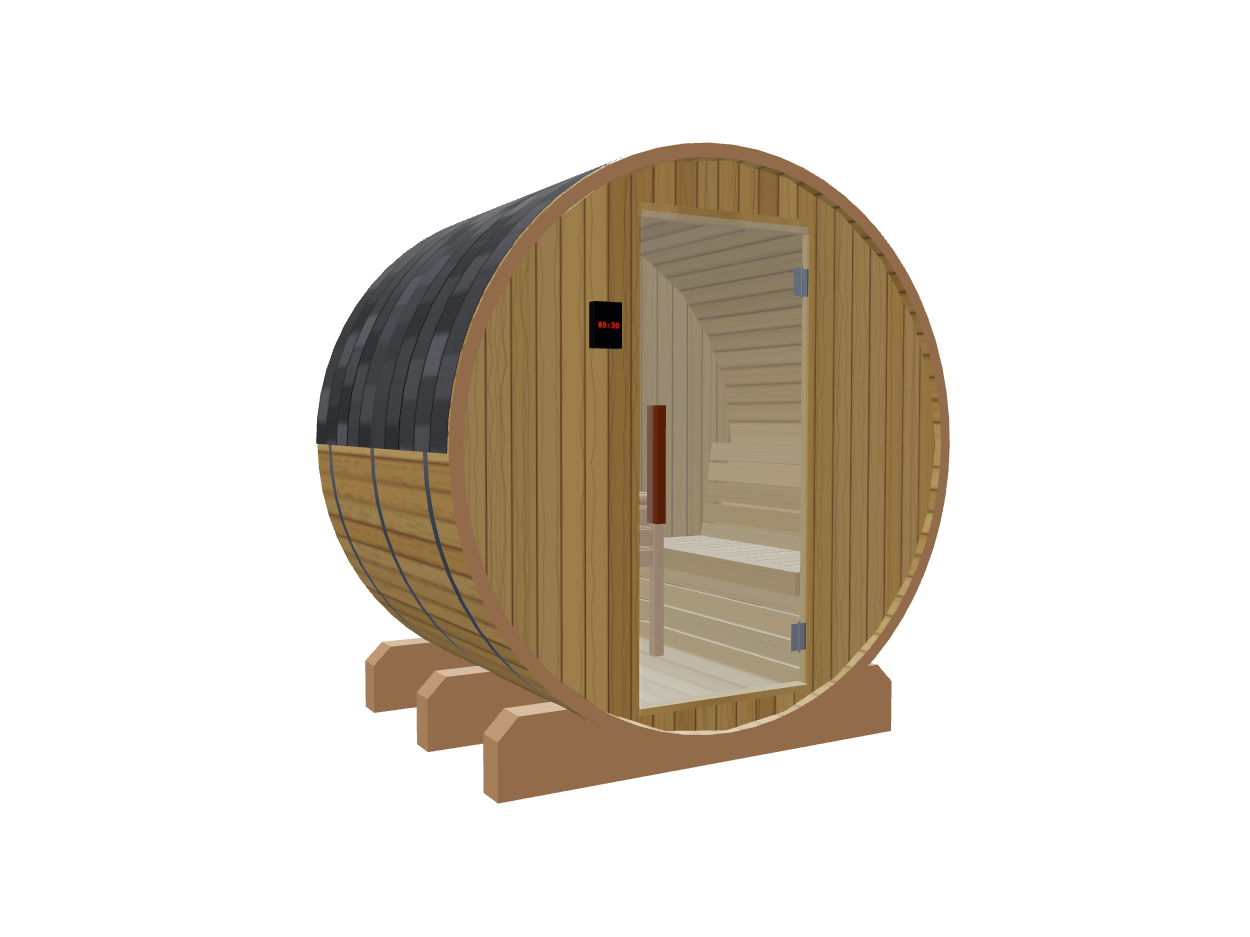 Barrel — Small — Wood Back — Stone Heater — Left angle