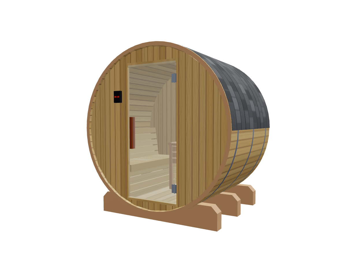 Barrel — Small — Wood Back — Stone Heater — Right angle