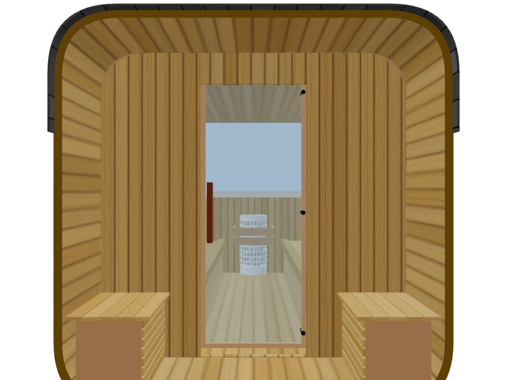 Cube — 6-8 Person — ½ Glass Back + Outer Bench