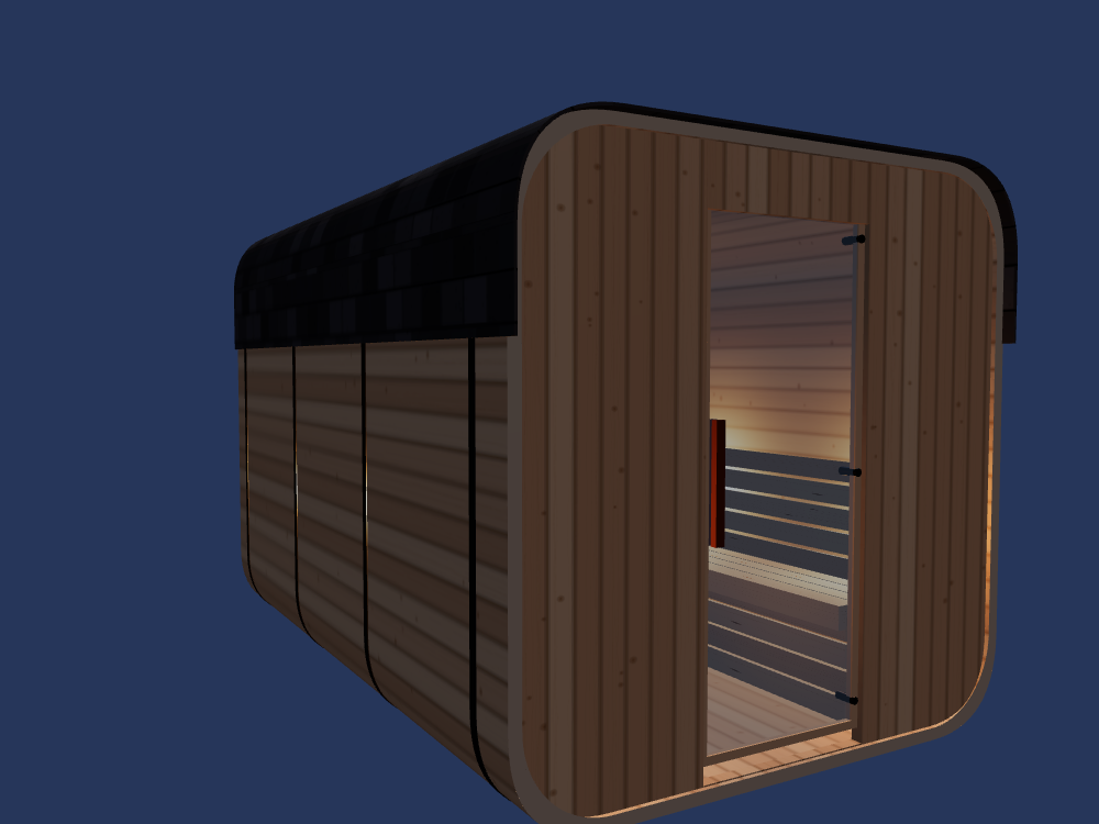 Cube — Large — ½ Glass Back — Stone Heater — Night