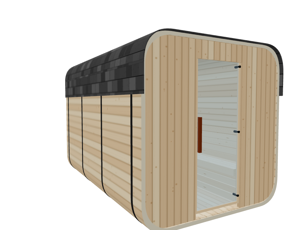 Cube — Large — ½ Glass Back — Stone Heater — Left angle