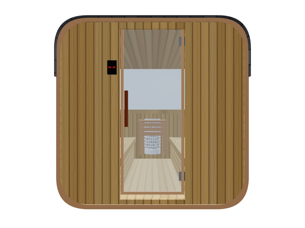 Cube — Large — ½ Glass Back — Stone Heater — Front