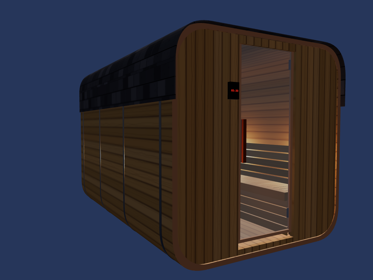 Cube — Large — ½ Glass Back — Stone Heater — Night
