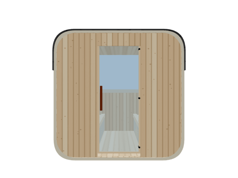 Cube — Medium — ½ Glass Back — Infrared — Custom Saunas