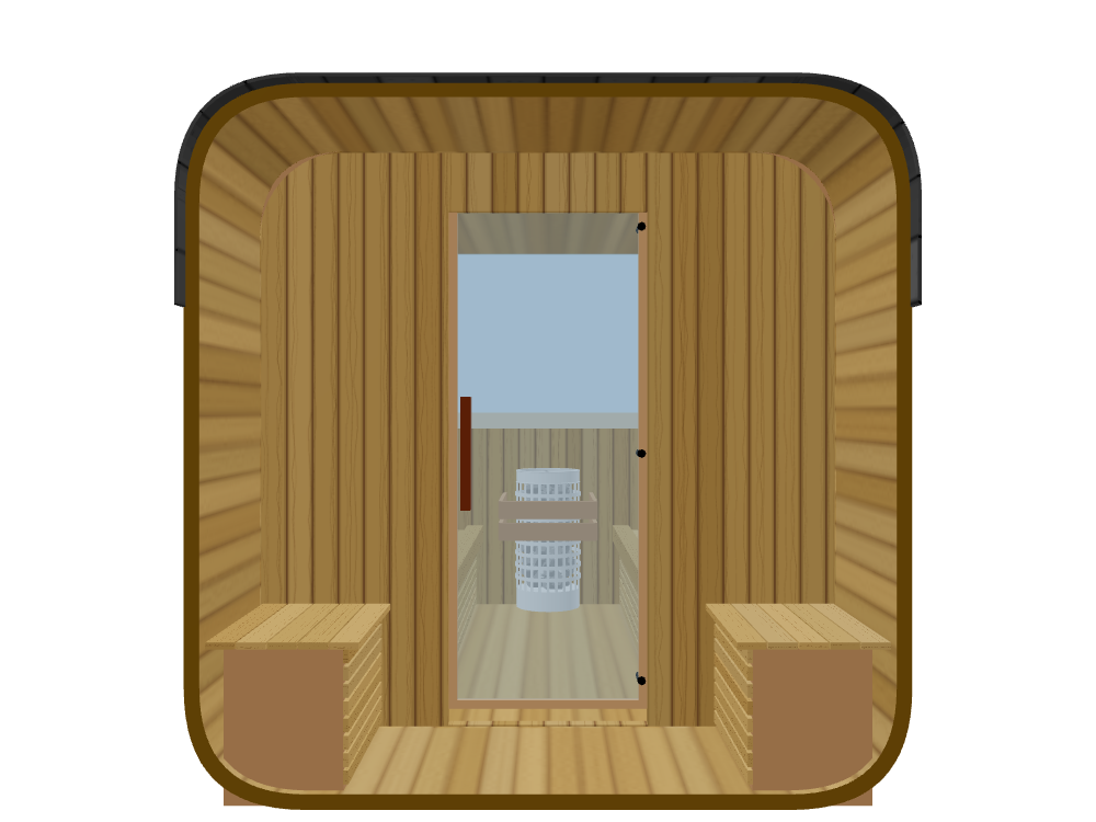 Cube — 4 Person — ½ Glass Back + Outer Bench