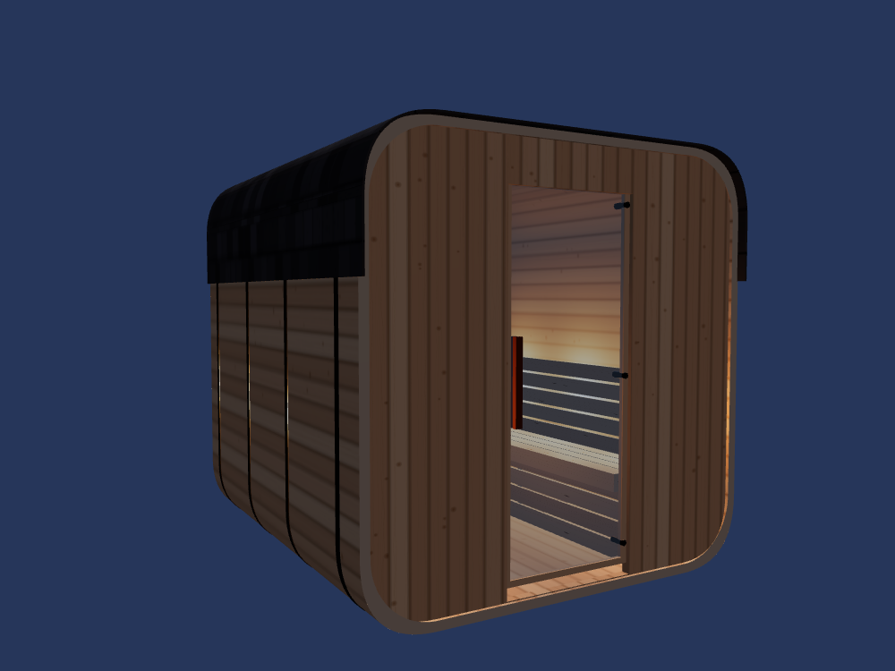 Cube — Medium — ½ Glass Back — Stone Heater — Night