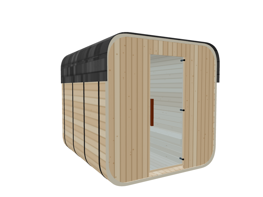 Cube — Medium — ½ Glass Back — Stone Heater — Left angle