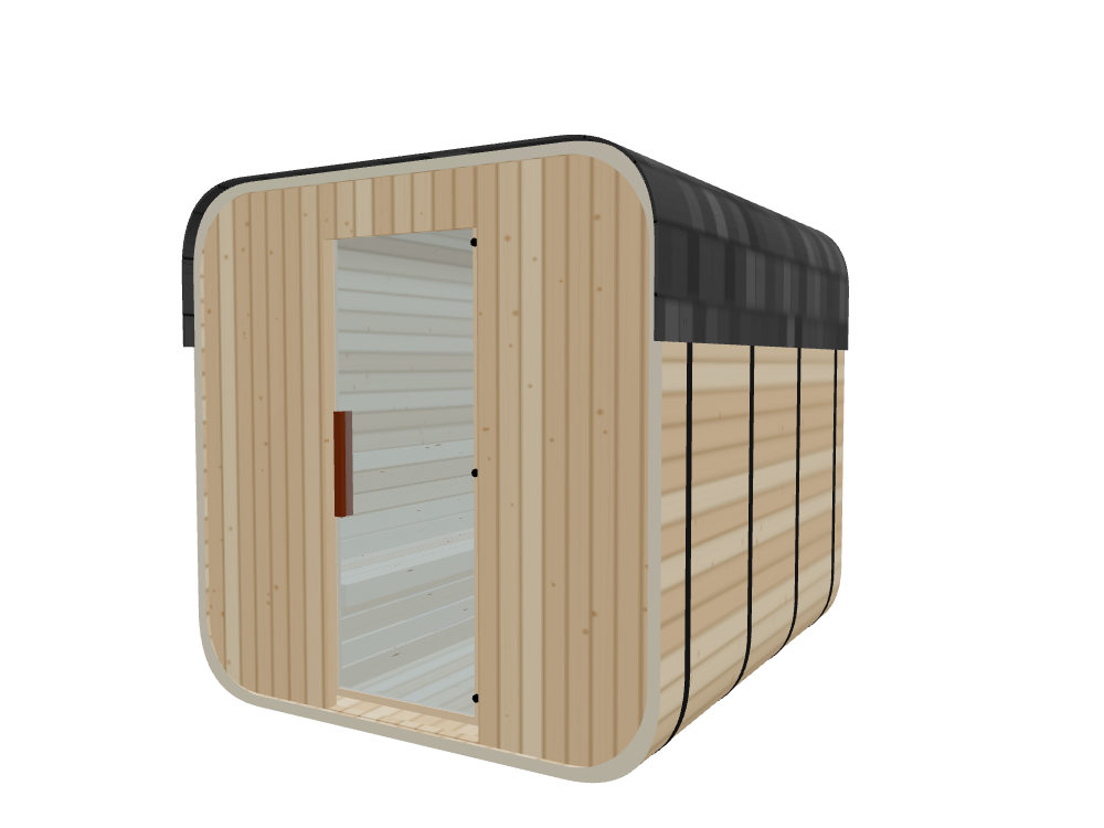 Cube — Medium — ½ Glass Back — Stone Heater — Right angle