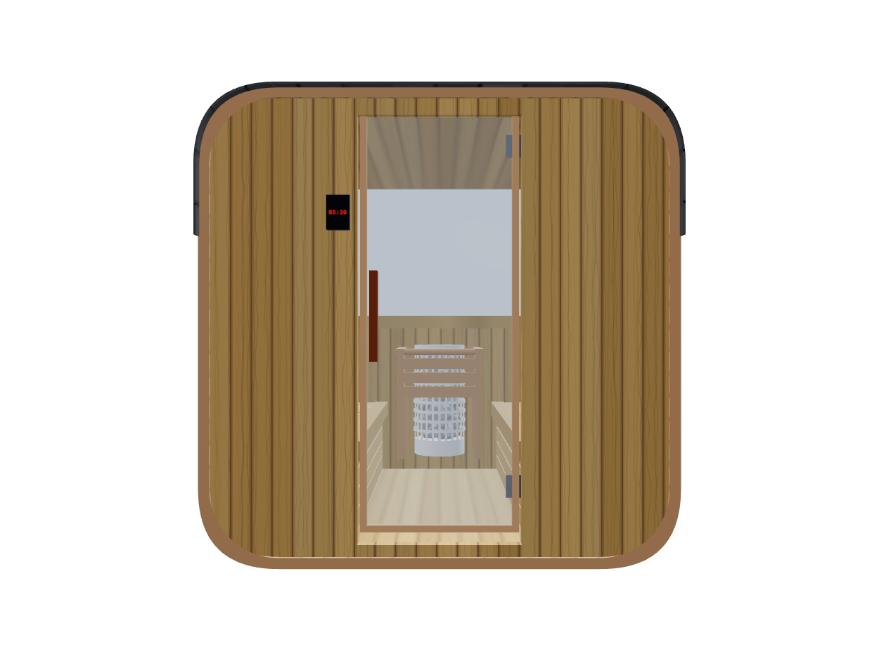 Cube — Medium — ½ Glass Back — Stone Heater — Front