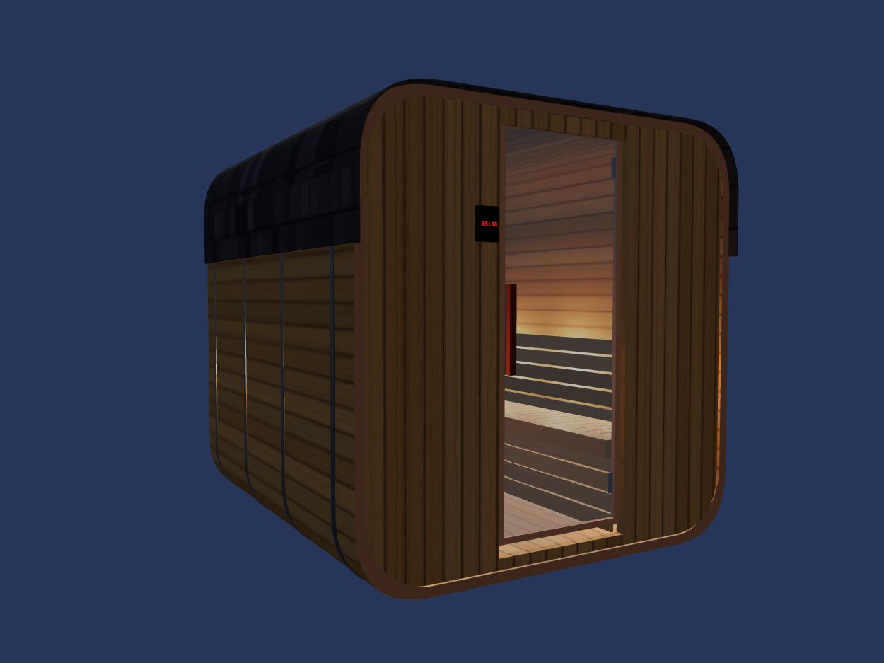 Cube — Medium — Wood Back — Stone Heater — Night