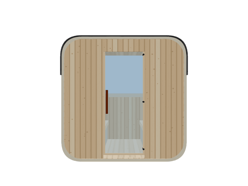 Cube — Small — ½ Glass Back — Infrared — Custom Saunas