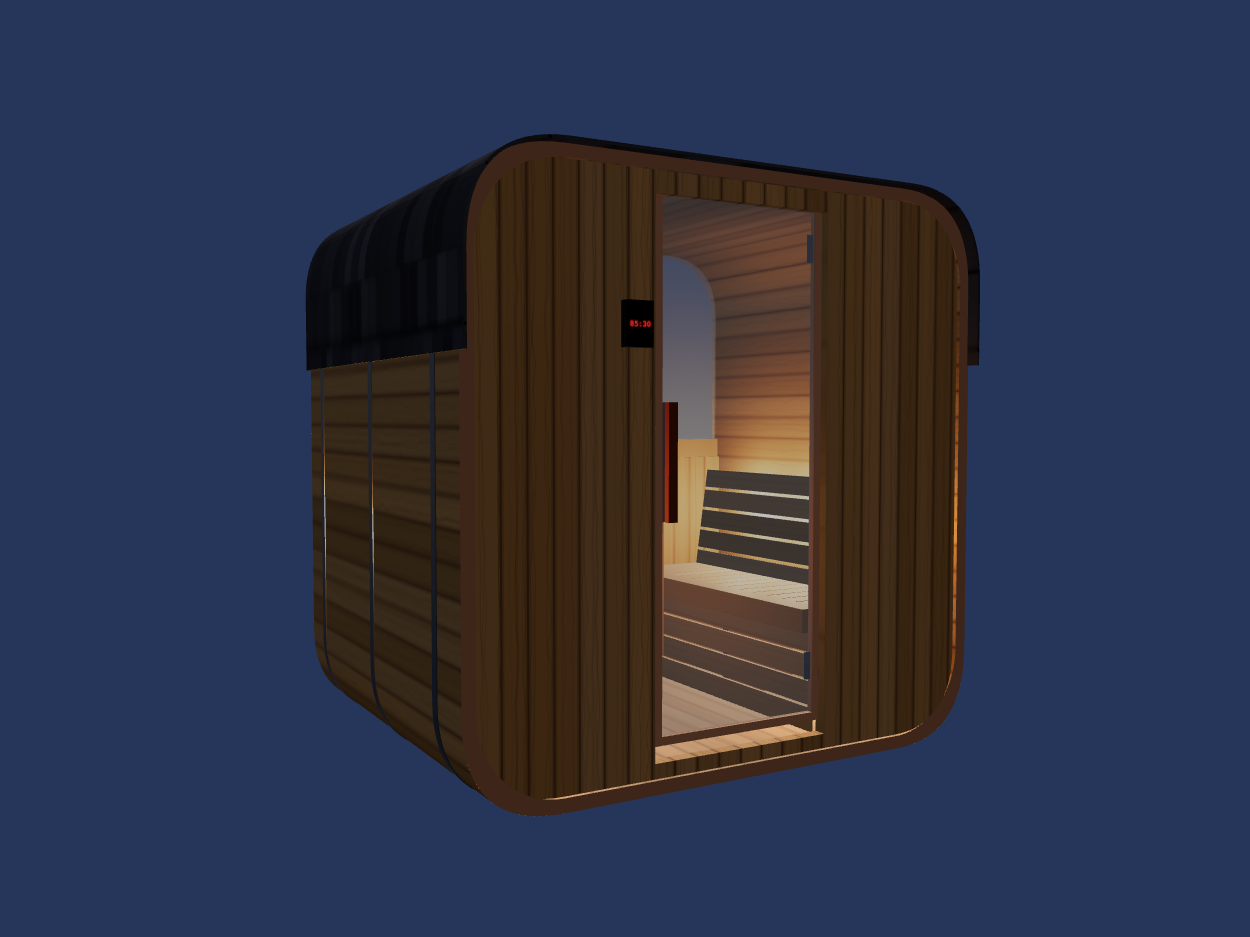 Cube — Small — ½ Glass Back — Stone Heater — Night