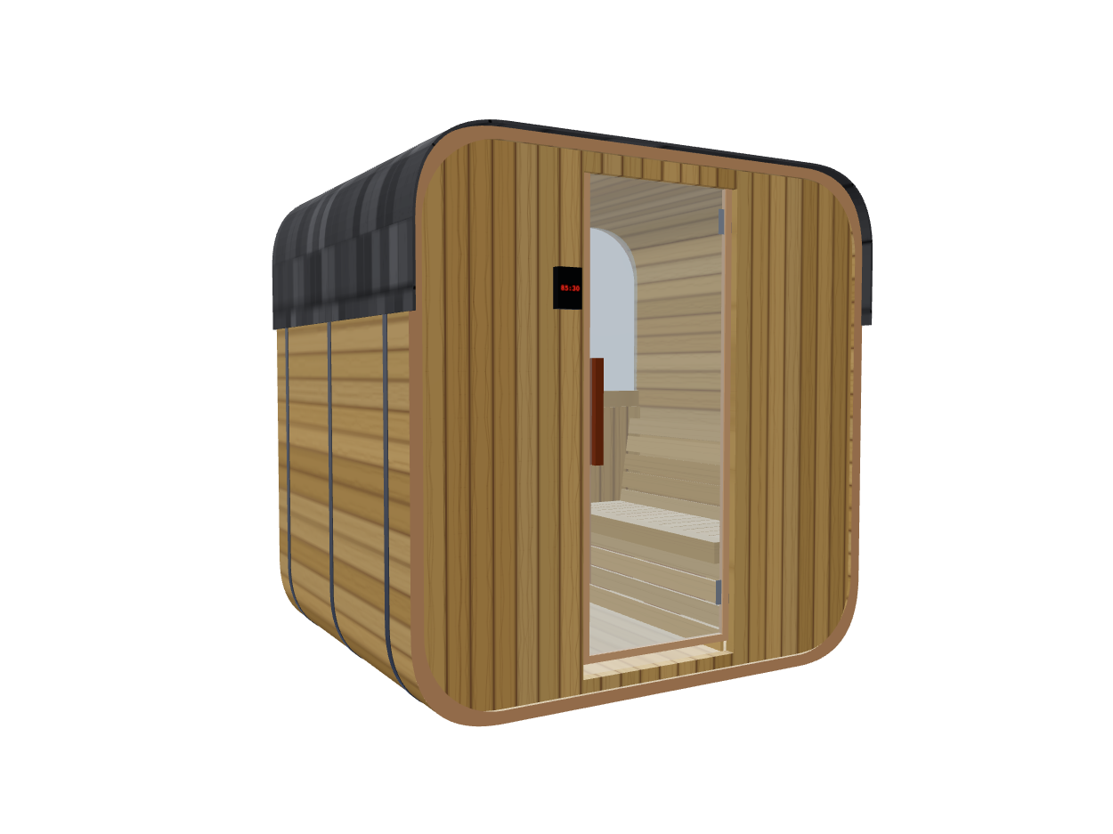 Cube — Small — ½ Glass Back — Stone Heater — Left angle