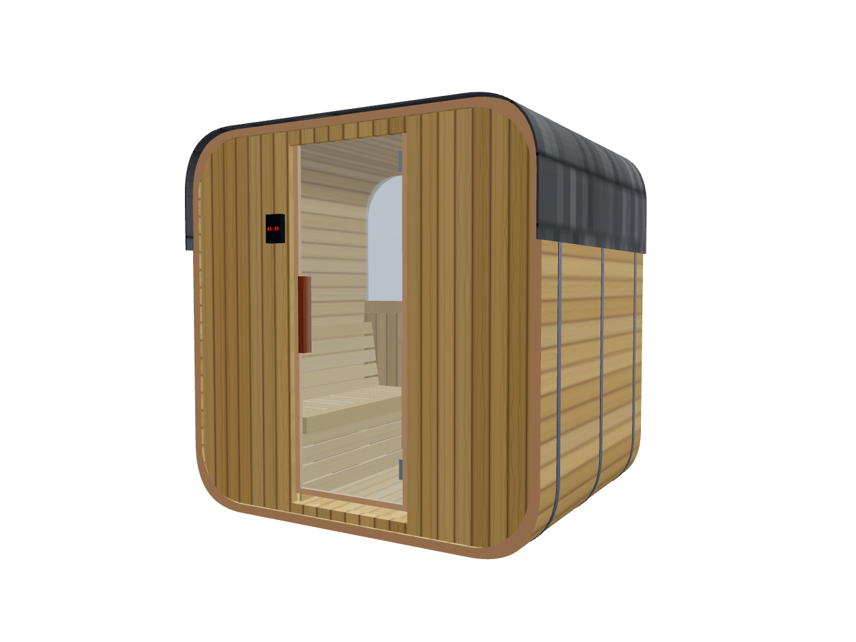 Cube — Small — ½ Glass Back — Stone Heater — Right angle