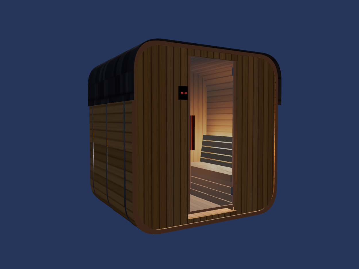 Cube — Small — Wood Back — Stone Heater — Night