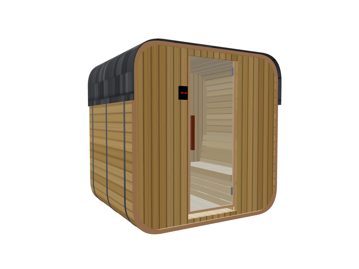 Cube — Small — Wood Back — Stone Heater — Left angle
