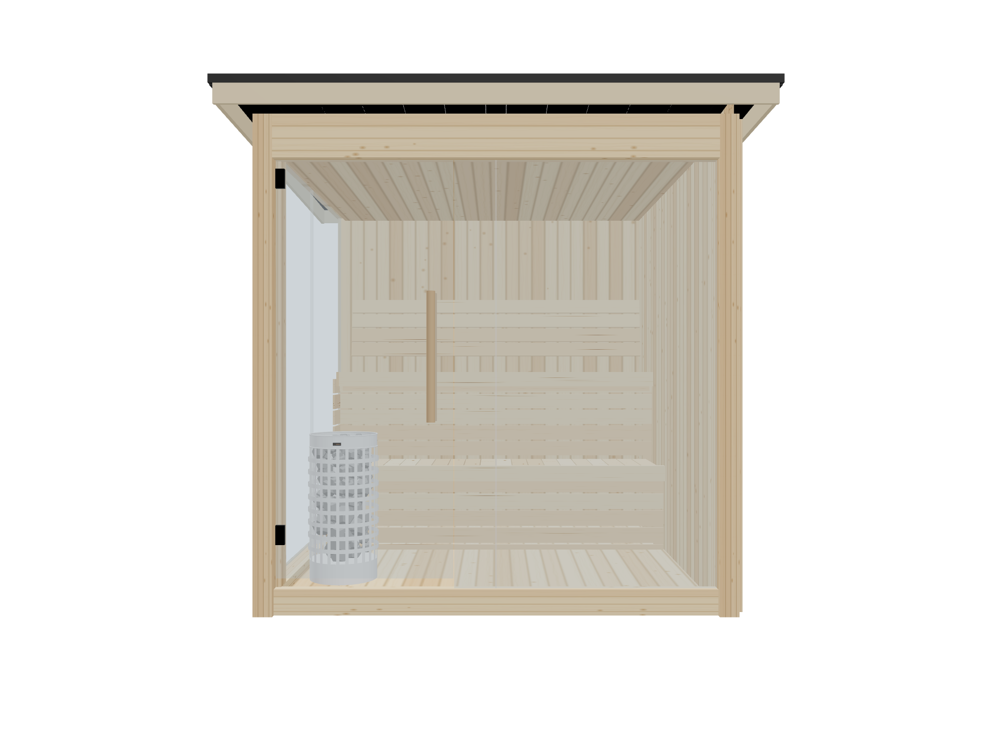 Fah — Medium — Glass Front + Left Side — Stone Heater — Front