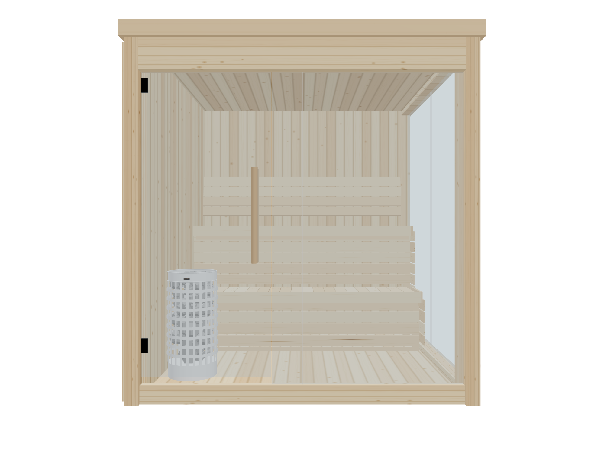 Narak — Medium — Glass Front + Right Side — Stone Heater — Front