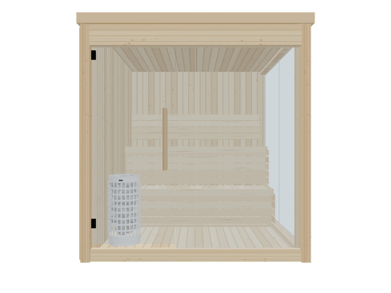 Narak — Medium — Glass Front + Right Side — Stone Heater